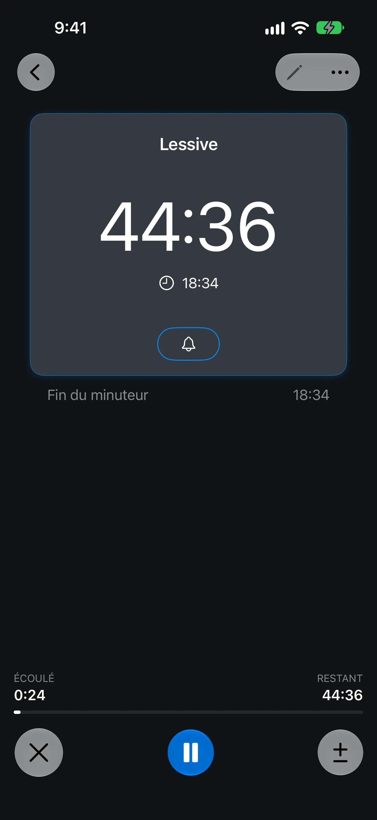 Écran de l’app Minuteur+