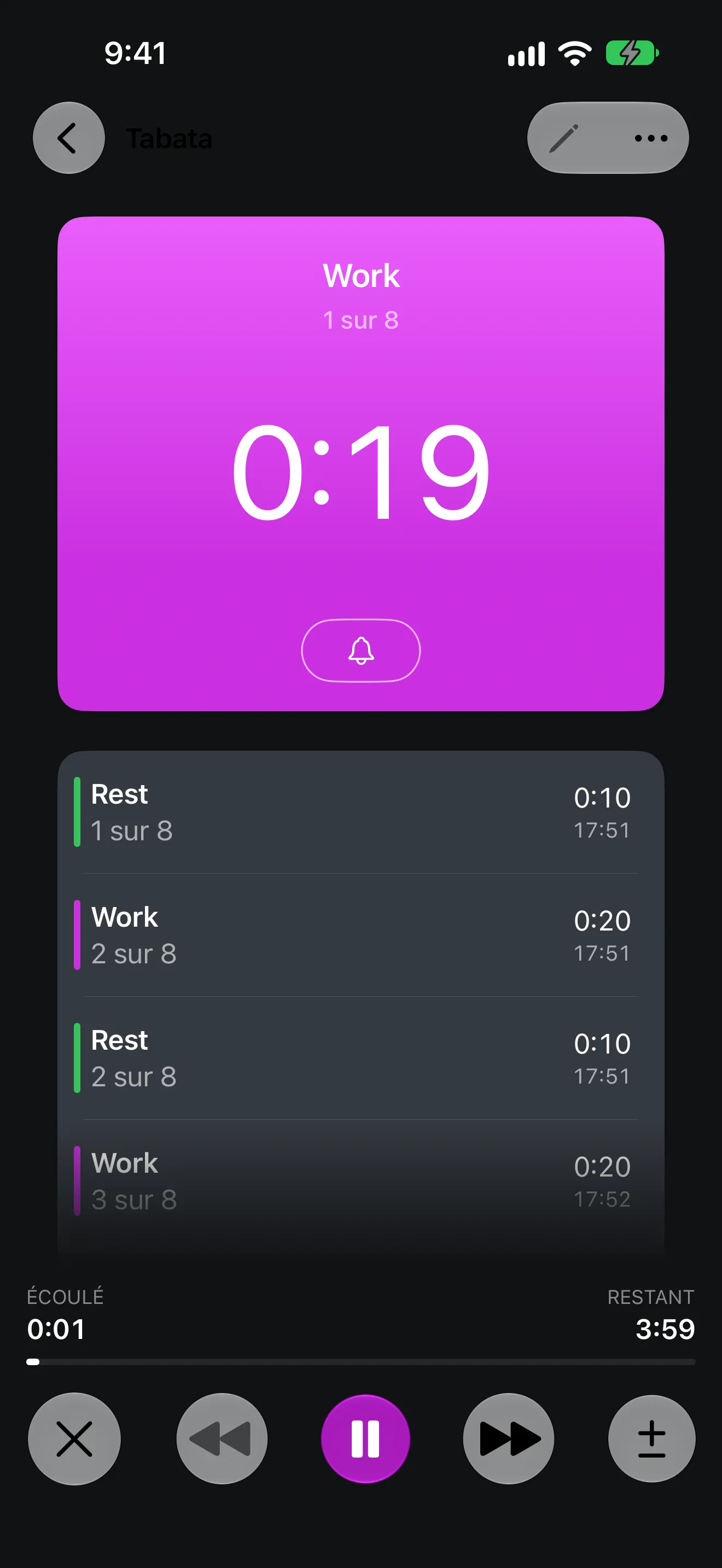 Écran de l’app Minuteur+