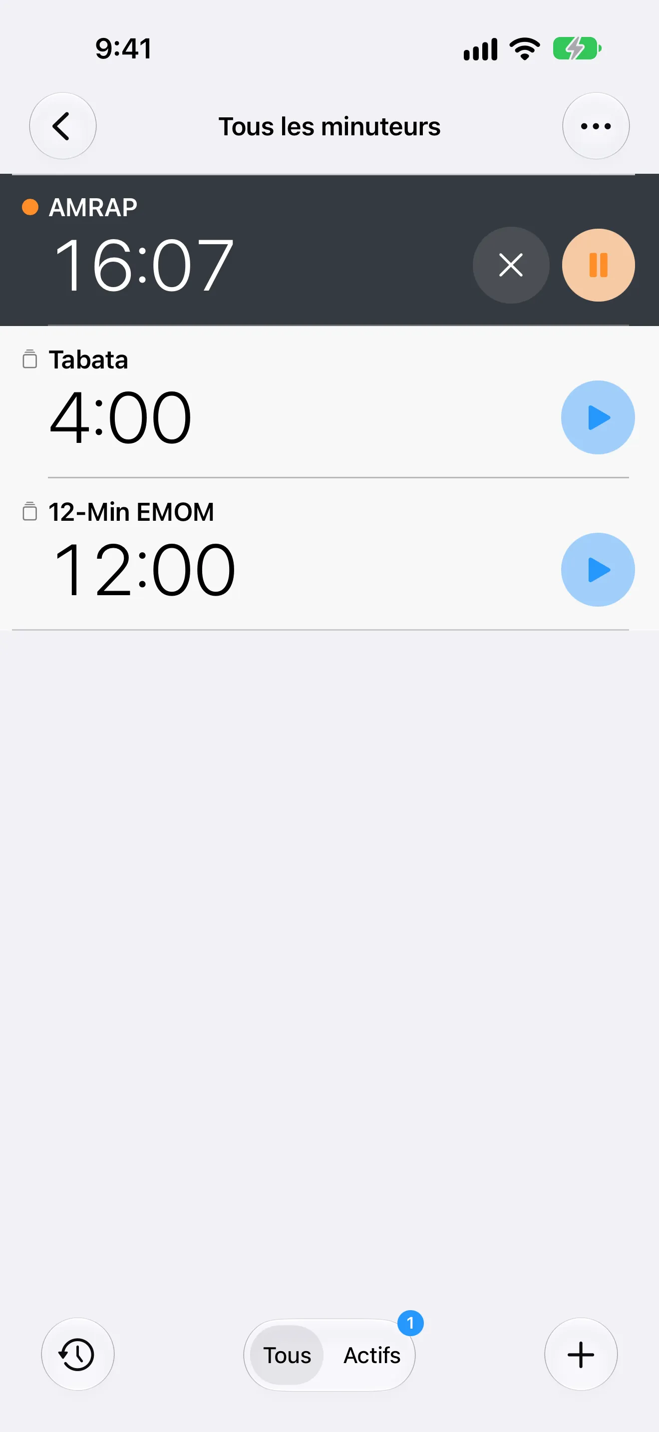 Écran de l’app Minuteur+