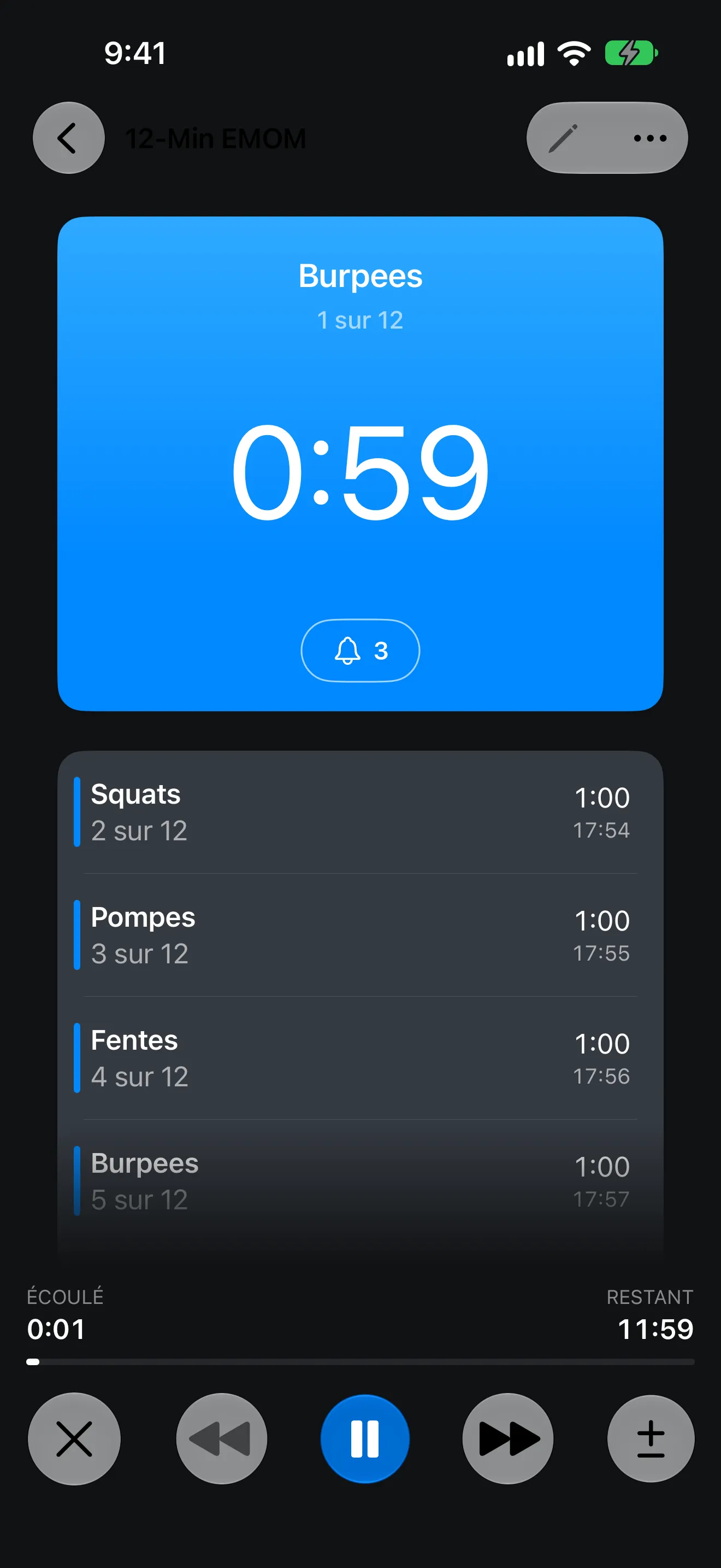 Écran de l’app Minuteur+