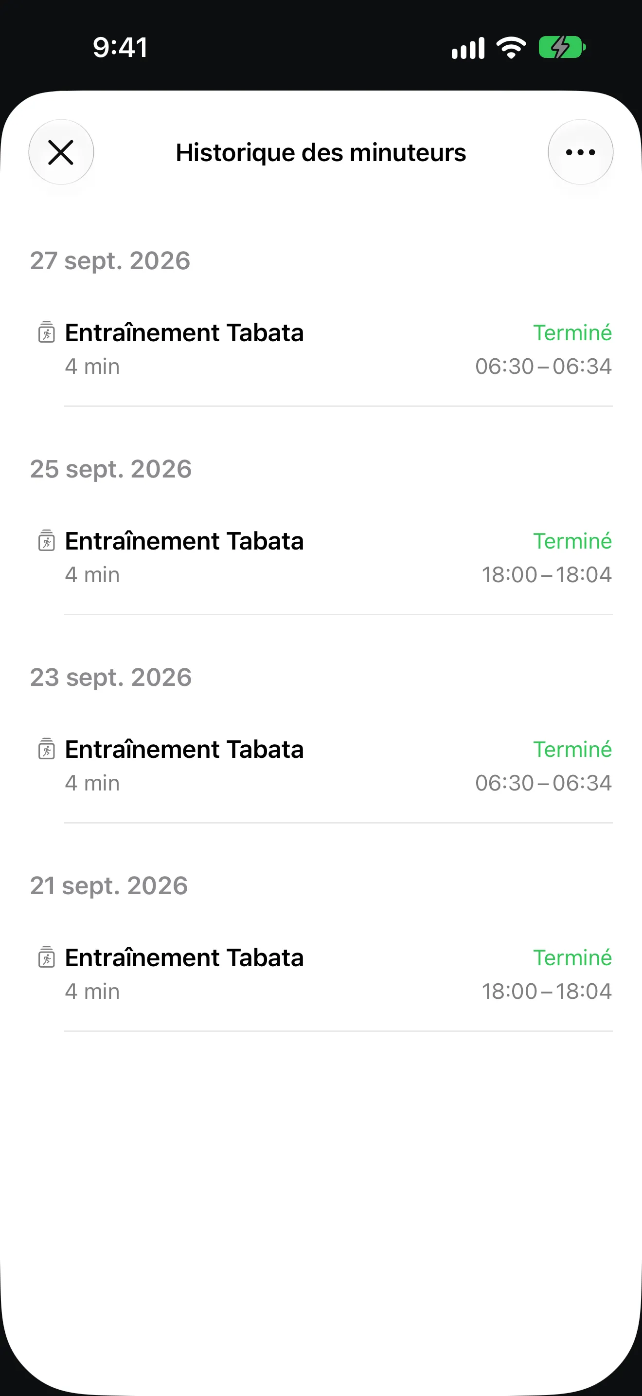 Écran de l’app Minuteur+