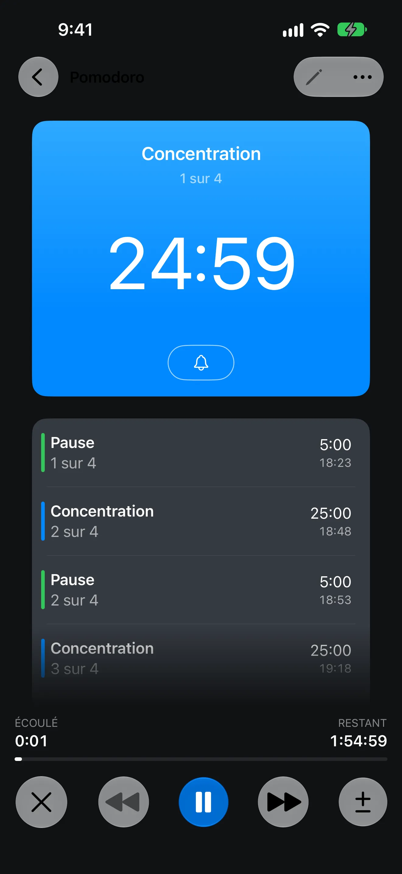 Écran de l’app Minuteur+