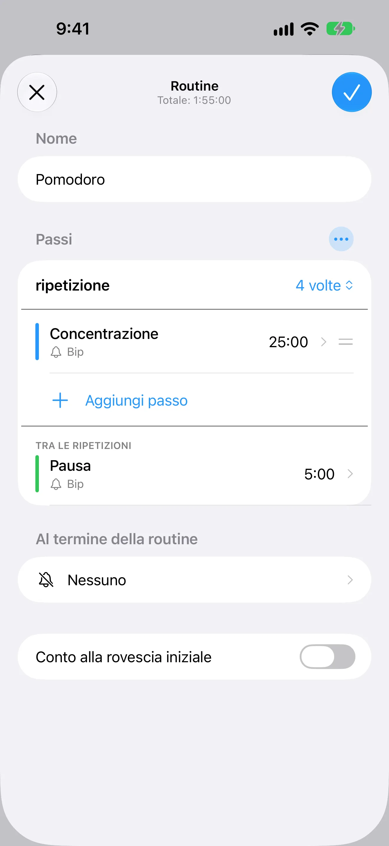 Schermata dell’app Timer+