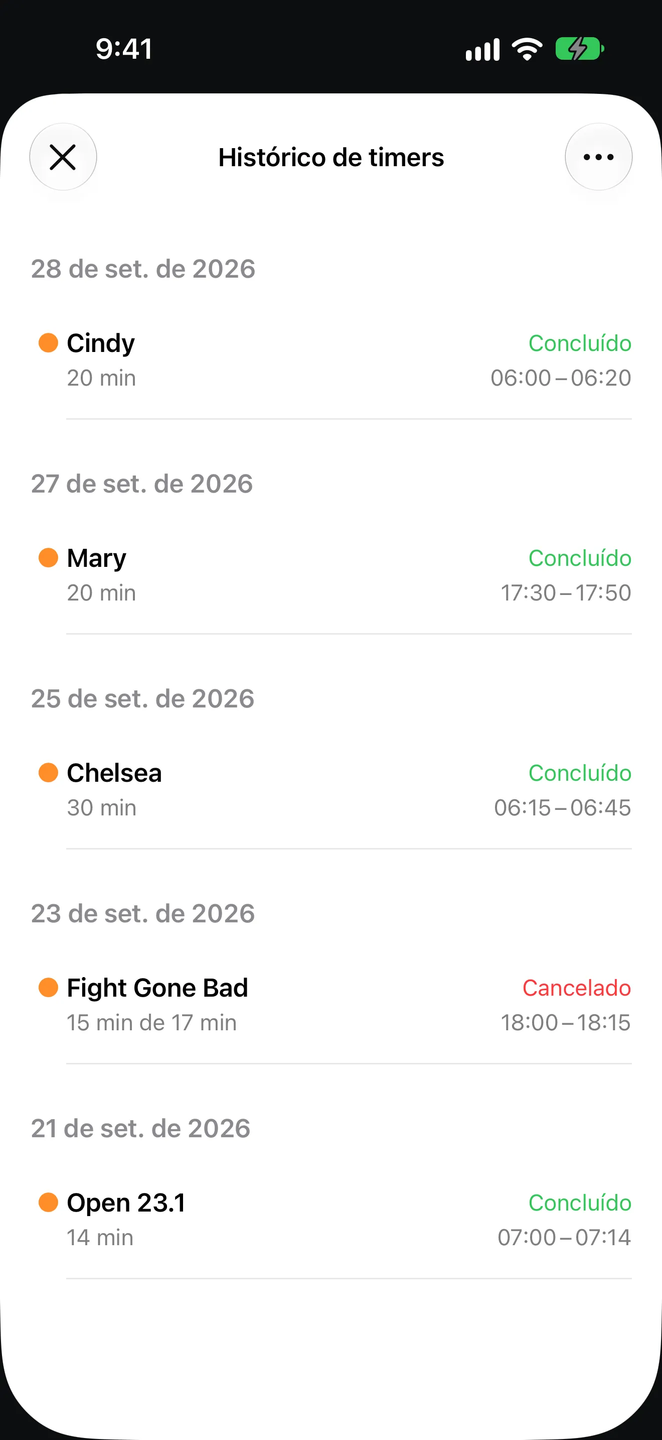 Tela do app Timer+