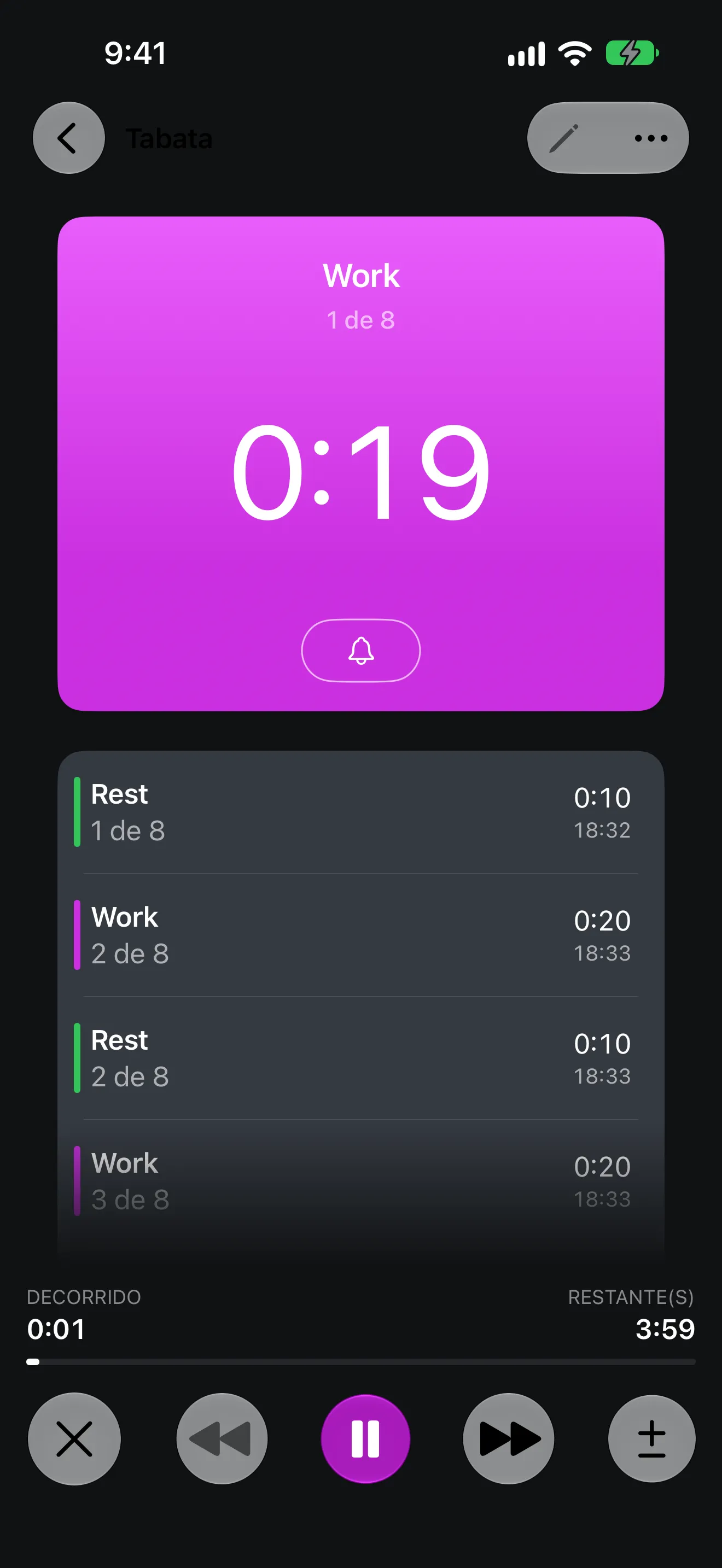 Tela do app Timer+