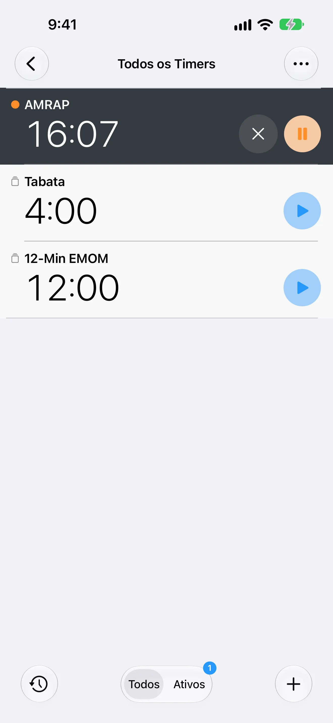 Tela do app Timer+