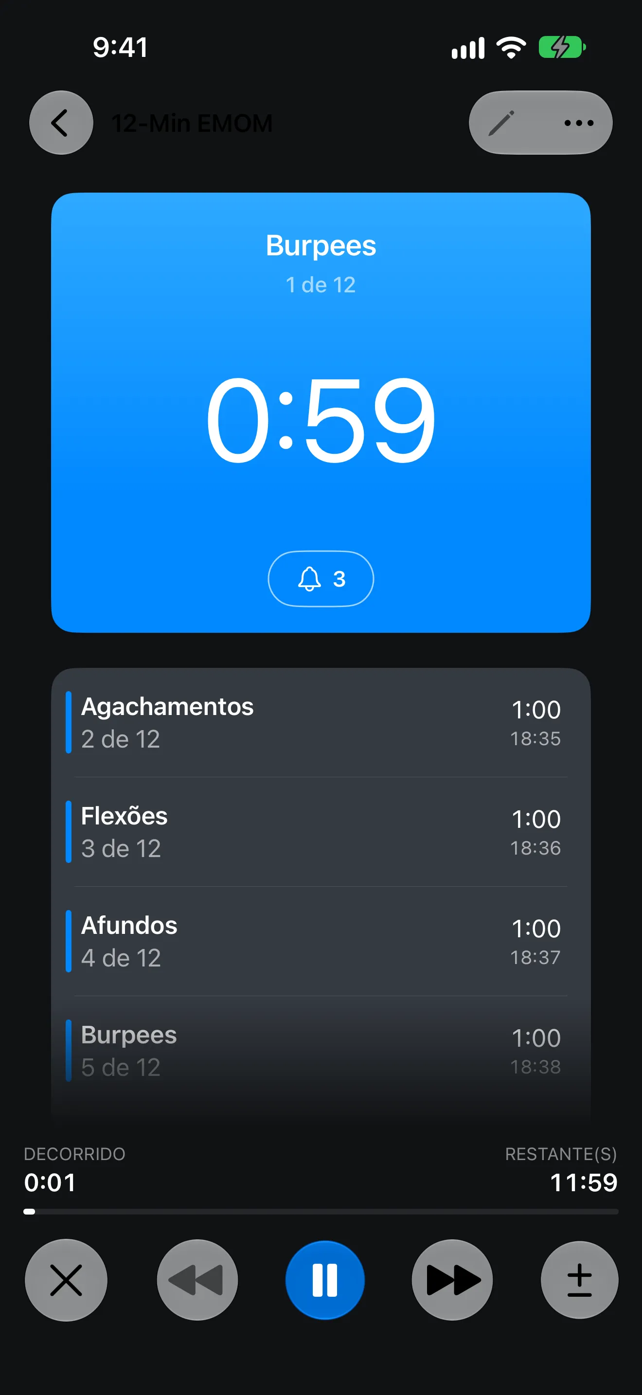 Tela do app Timer+