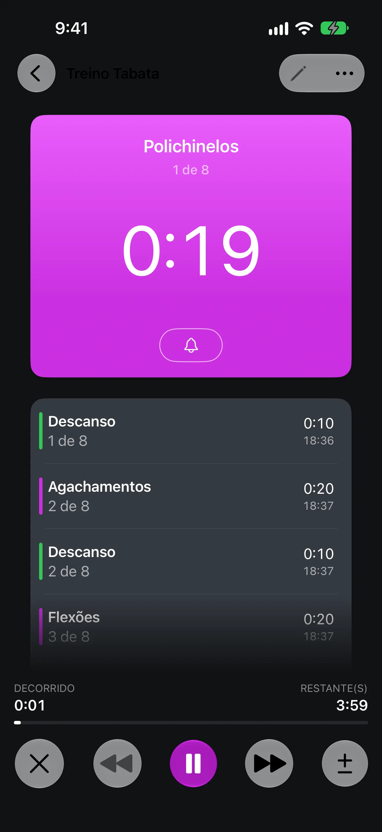 Tela do app Timer+