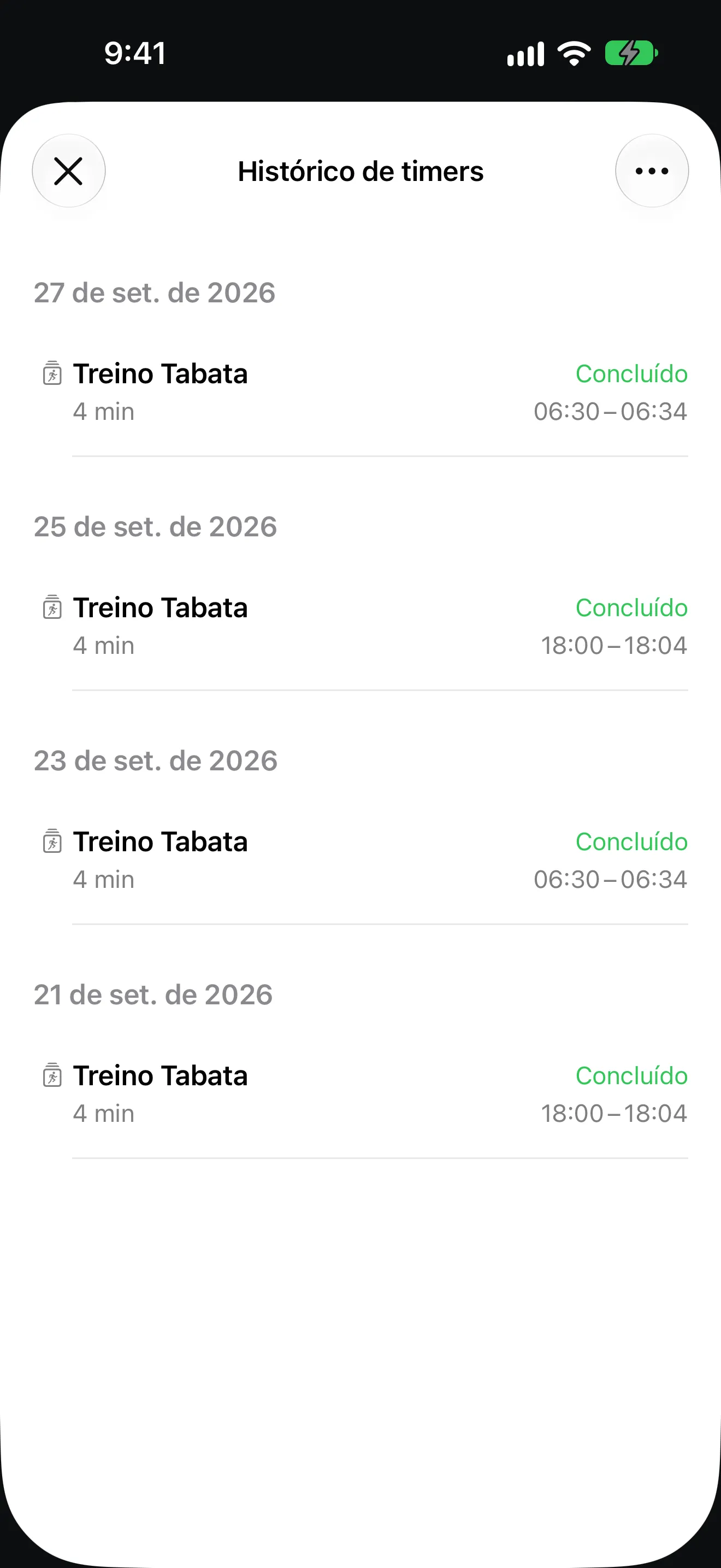 Tela do app Timer+