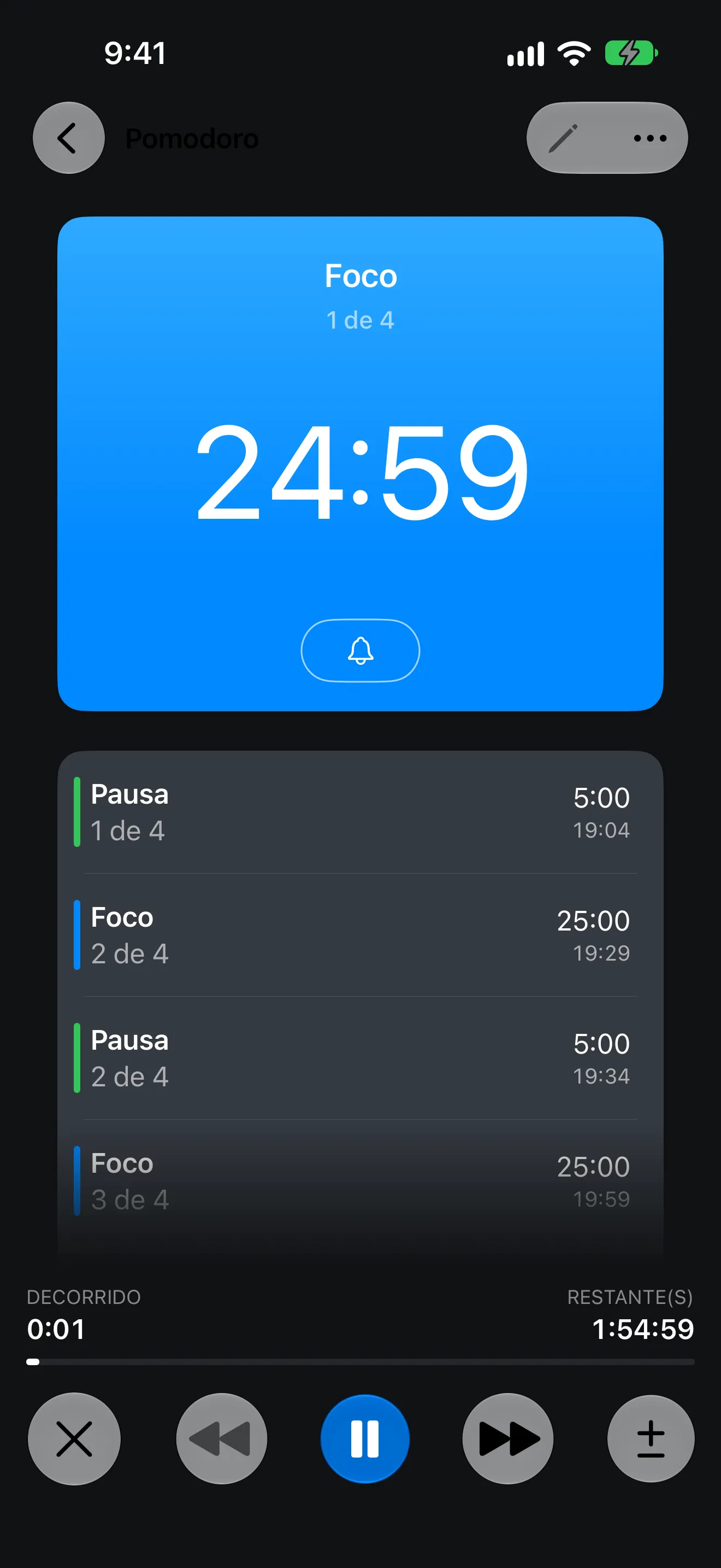 Tela do app Timer+